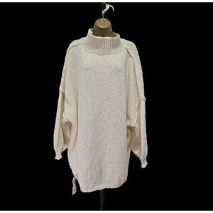 Saodimallsu Womens Oversized Cream Sweater Lge Chunky Knit Lagenlook Minimalist